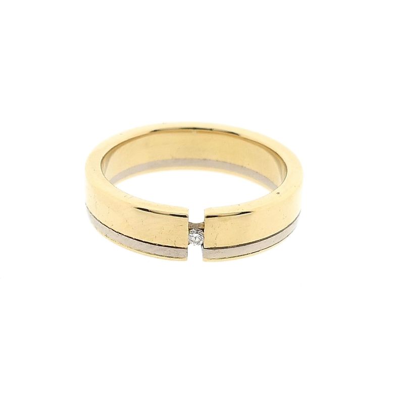 Image 3 of Bicolor Gold Ring with Diamond; 0.01 ct.