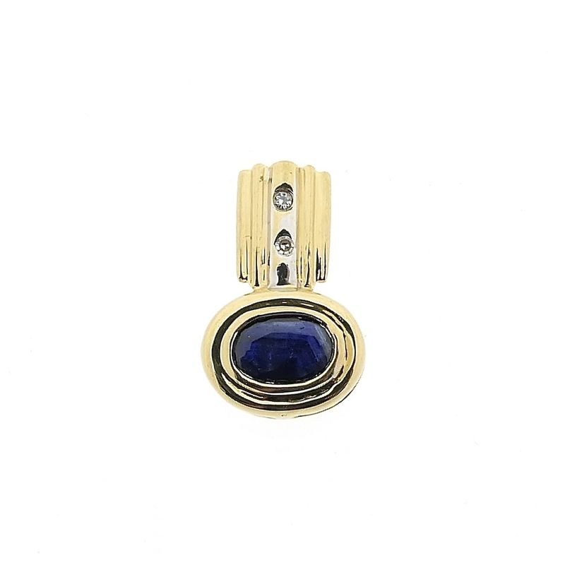 Image 1 of Two-tone gold pendant with sapphire and diamond | 0.01 ct.