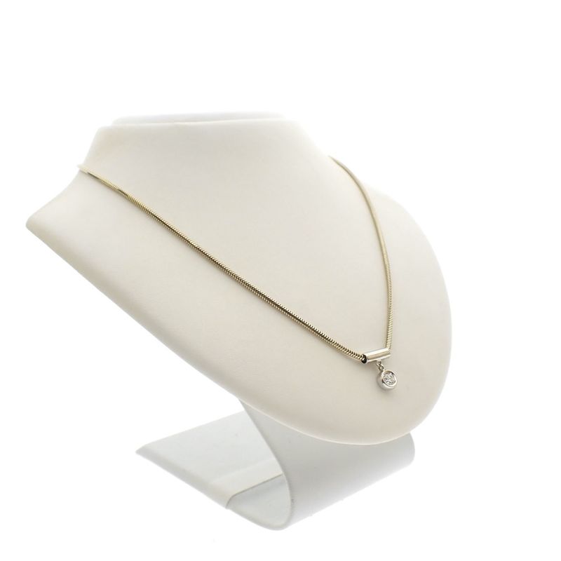 Image 2 of Gold snake link chain with diamond pendant; 0.17 ct. | 39 cm