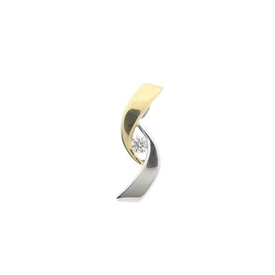 Two-tone gold minimalist pendant with diamond; 0.04 ct. | Passione Image 1 of Two-tone gold minimalist pendant with diamond; 0.04 ct. | Passione
