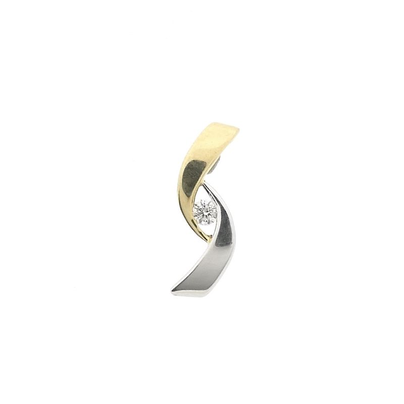 Image 1 of Two-tone gold minimalist pendant with diamond; 0.04 ct. | Passione