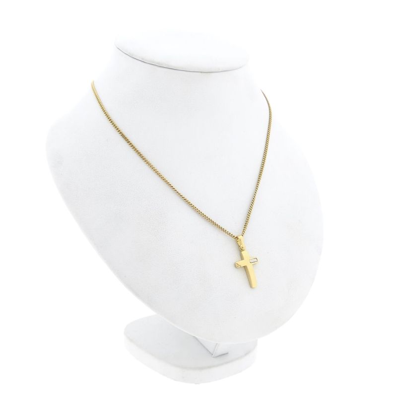 Afbeelding 4 van Bicolor gouden hanger van een kruis