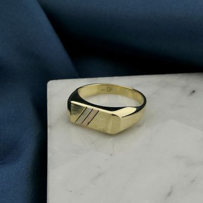 Image 2 of Tricolor gold men's signet ring.