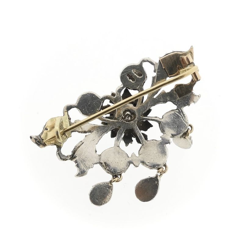 Image 3 of Silver brooch set with rose-cut diamonds