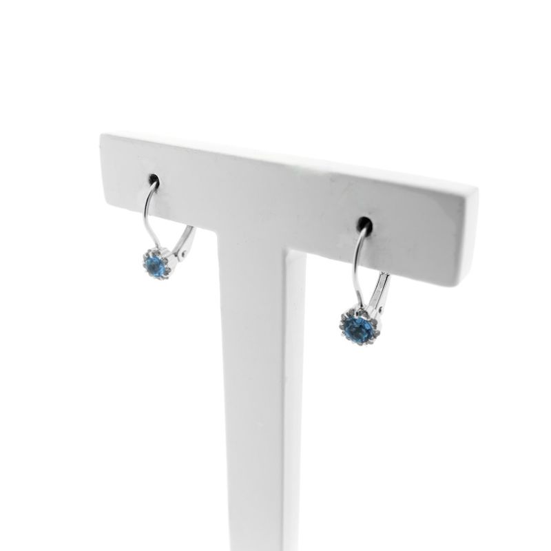 Image 5 of White gold earrings with aquamarine and diamond | 0.09 ct.