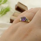 Image 4 of Gold ring with amethyst and diamond | 0.03 ct.