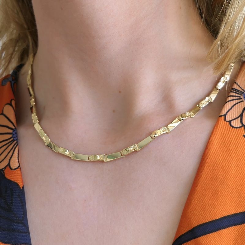 Image 2 of Gold raw link necklace; Riitta Hakala | 44.5 cm