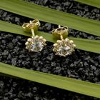 Image 2 of Vintage gold floral stud earrings with diamonds; 0.94 ct.