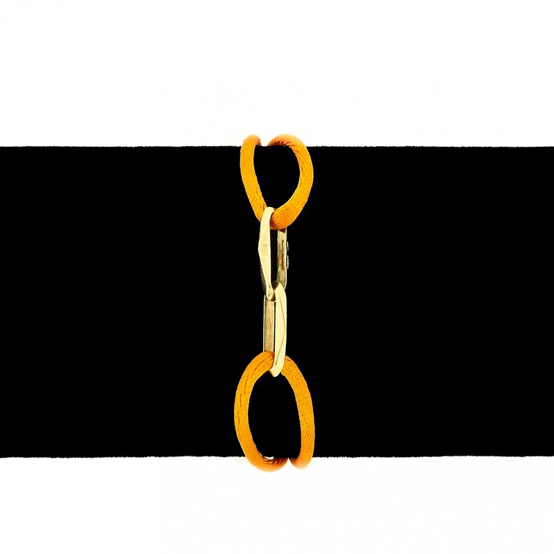 Image 10 of Forever Knots® Handmade Orange Satin Bracelet with Gold Link