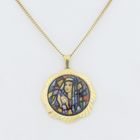 Image 6 of Gold vintage pendant of Mary and Jesus with colored enamel.