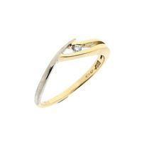 Two-tone gold ring with diamond; 0.03 ct.