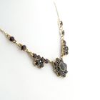 Image 3 of Gold jasseron link necklace with garnet