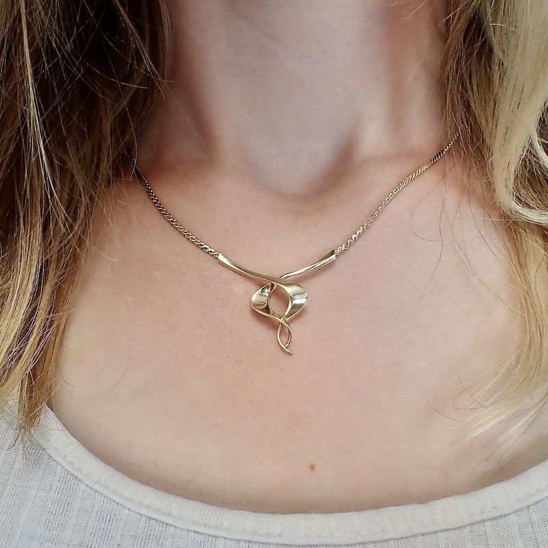 Image 5 of Gold necklace with fixed pendant | 43.5 cm