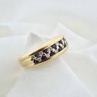 Image 6 of Gold double row ring with sapphires and diamonds
