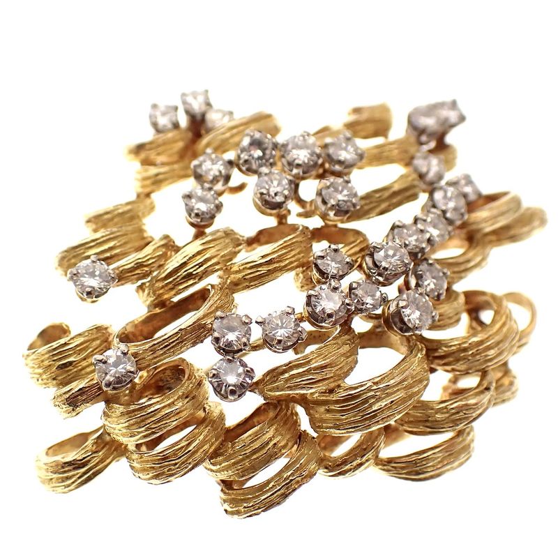 Image 3 of 18 kt gold fantasy brooch with diamonds approx. 2.00 ct.