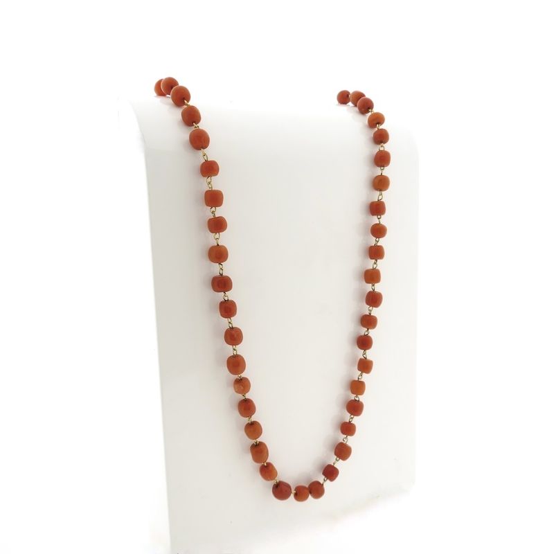 Image 4 of Red coral bead necklace with gold clasp