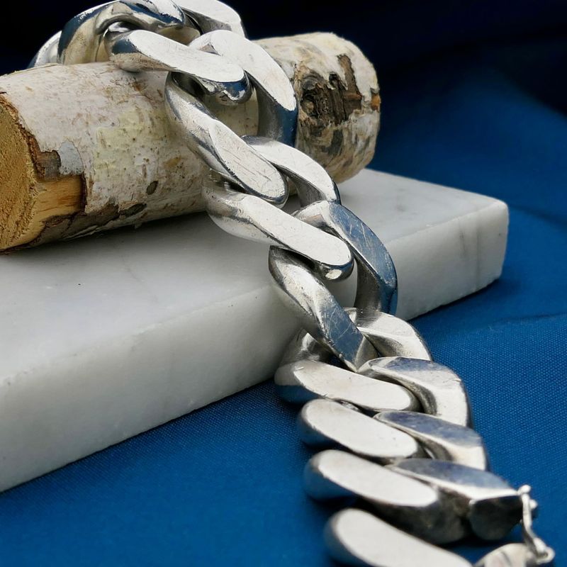 Image 2 of Solid Silver Gourmet Chain Bracelet