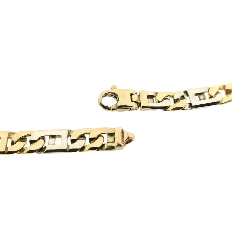 Image 6 of Two-tone gold navy link necklace; Men's | 71.5 cm