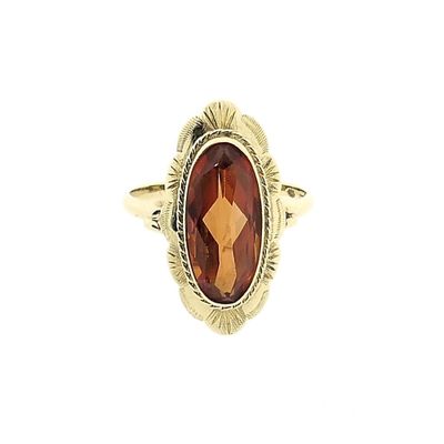 Image 2 of Gold ring set with synthetic orange/red sapphire