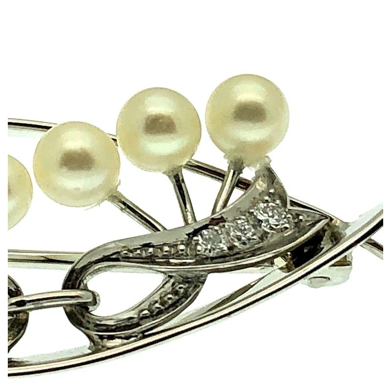 Image 5 of White gold brooch with diamond and pearl