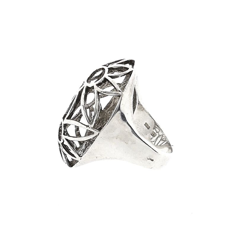 Afbeelding 7 van Zilveren gebolde florale ring 
