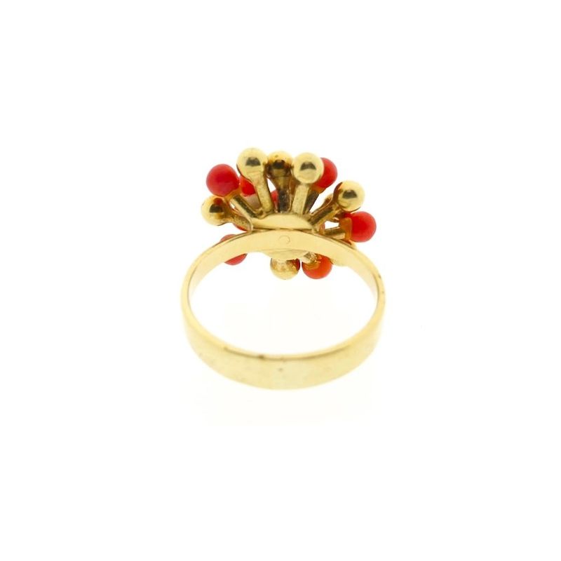 Image 6 of Gold entourage ring with red coral