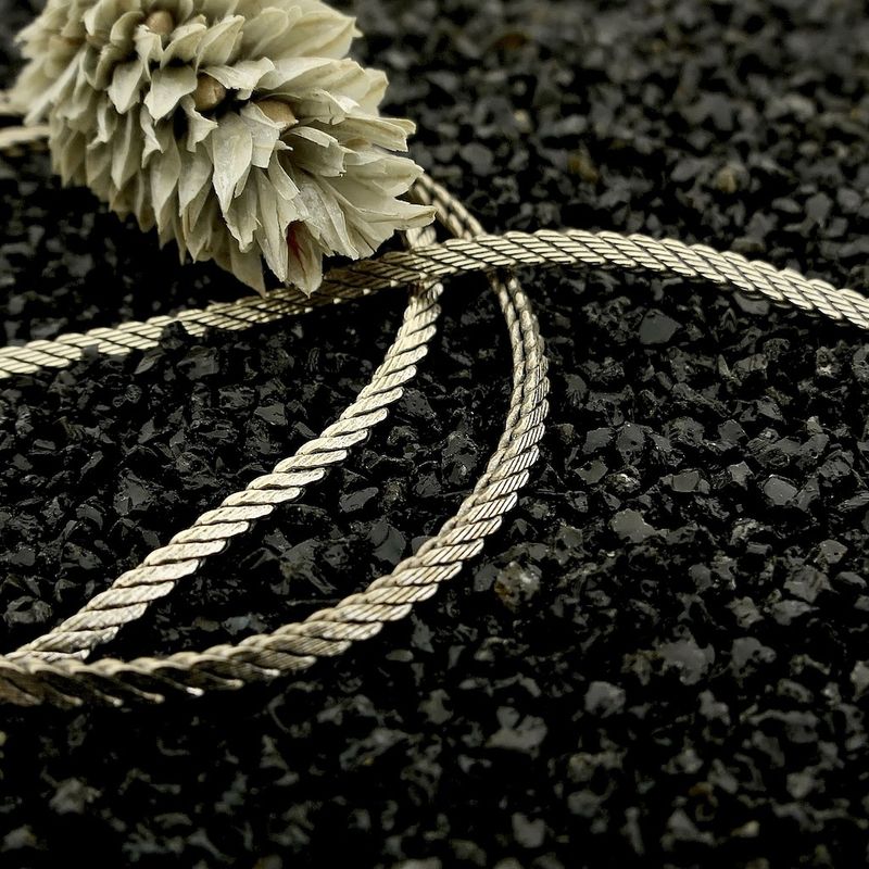 Image 9 of White gold herringbone link chain