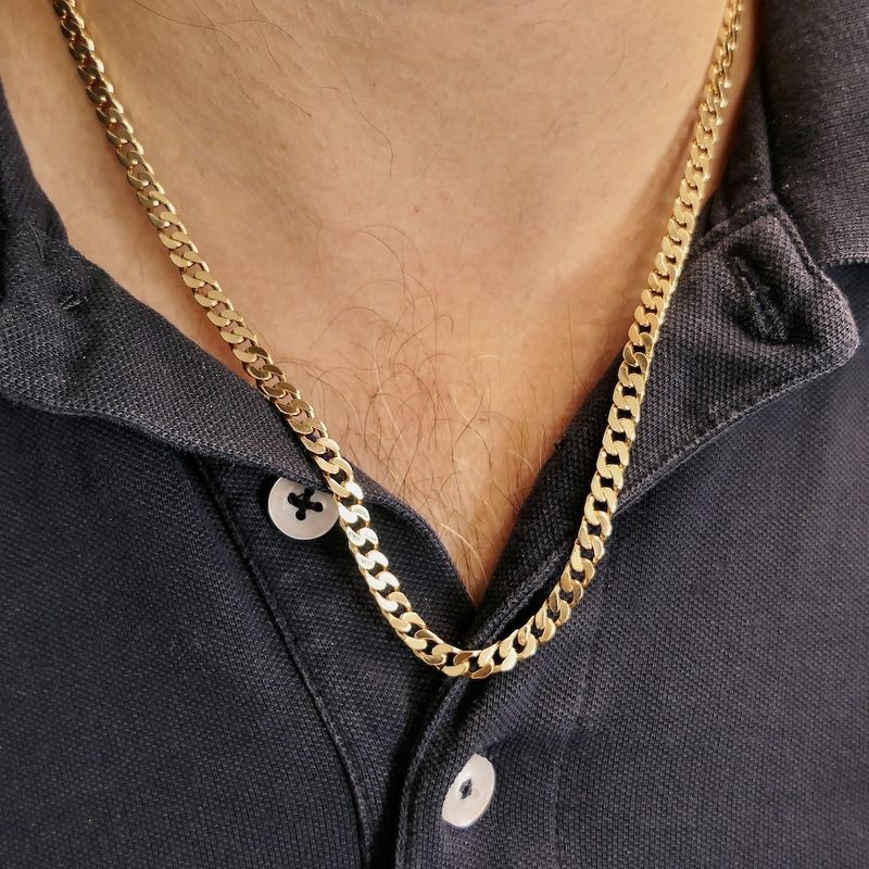 Image 9 of Gold gourmet link chain | 52 cm