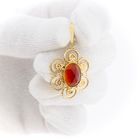 Image 8 of Vintage Floral Gold Pendant with Carnelian