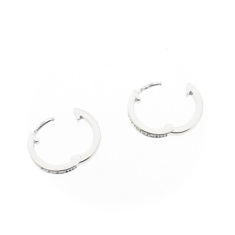 Image 5 of White gold earrings with diamond; 0.08 ct. | Ø 12.9 mm