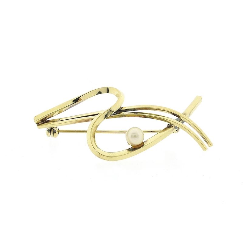 Image 5 of Vintage gold brooch with pearl