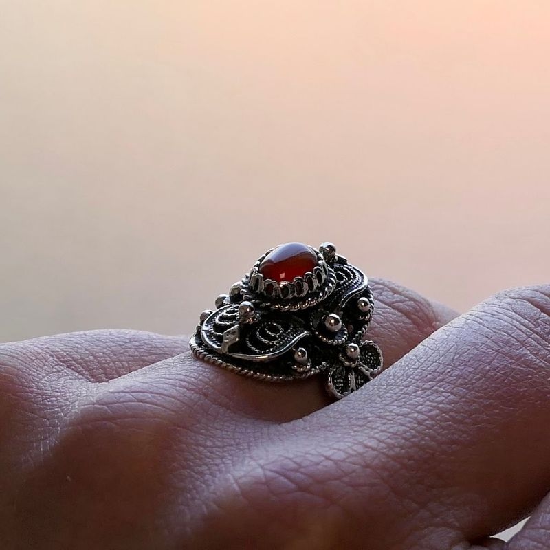 Image 8 of Vintage Silver Ring with Carnelian