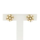 Image 1 of Gold floral stud earrings with pearl