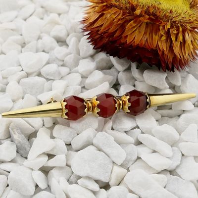 Afbeelding 2 van Vintage gouden broche met carneool