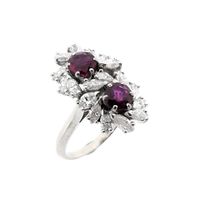 Exclusive white gold cocktail ring with ruby and diamond 0.72 ct.