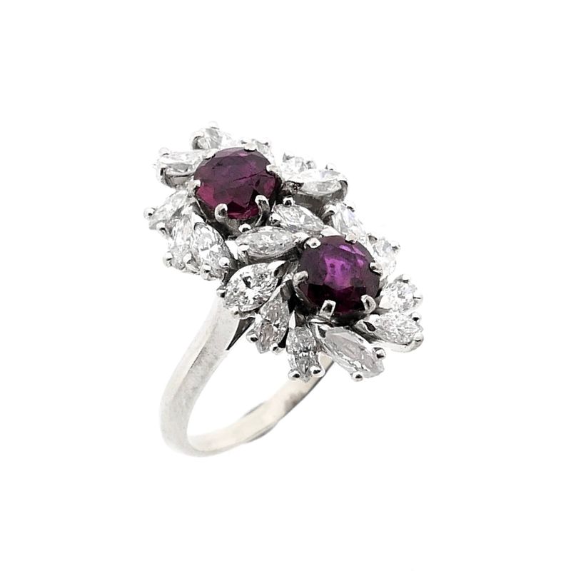 Image 1 of Exclusive white gold cocktail ring with ruby and diamond 0.72 ct.