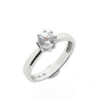 White gold solitaire ring with white sapphire