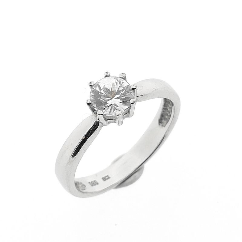 Image 1 of White gold solitaire ring with white sapphire