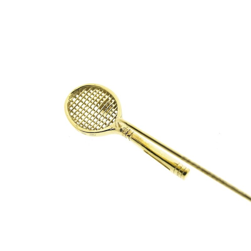 Image 4 of Gold lapel pin, tie pin | Tennis racket