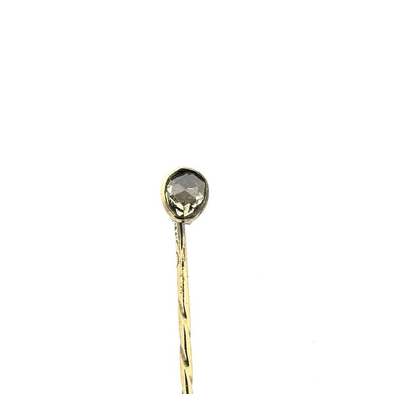 Image 3 of Gold lapel pin, tie pin with rose-cut diamond | Approx. 0.22 ct.
