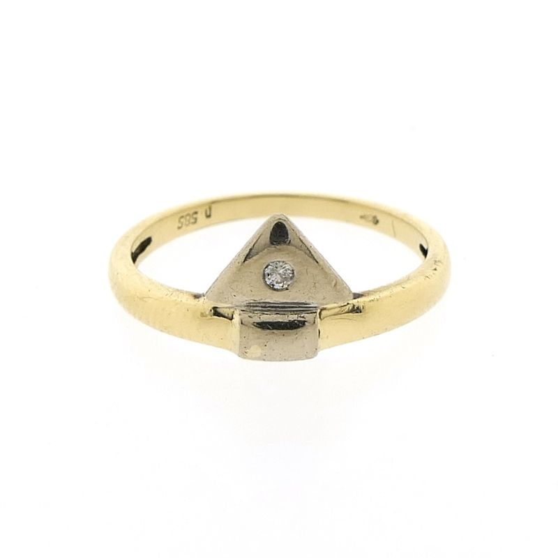 Image 7 of Two-tone gold solitaire ring with 0.015 ct diamond.