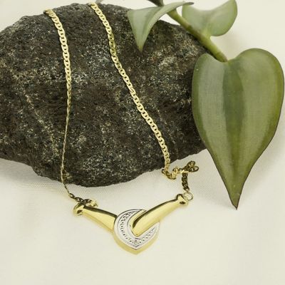 Two-tone necklace with a fixed pendant and a 0.005 ct. diamond | 46 cm Image 2 of Two-tone necklace with a fixed pendant and a 0.005 ct. diamond | 46 cm