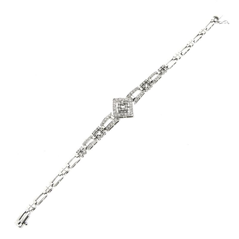 Image 7 of White gold link bracelet with 1.40 ct diamond.