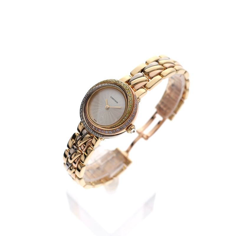 Image 3 of Cartier Trinity 2357 / WG2005S5; Exclusive 18ct Yellow Gold Ladies Watch with Diamonds