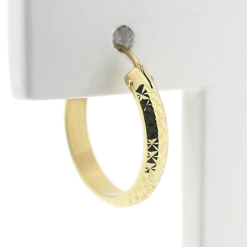 Image 4 of Gold faceted earrings; Ø 14.9 mm