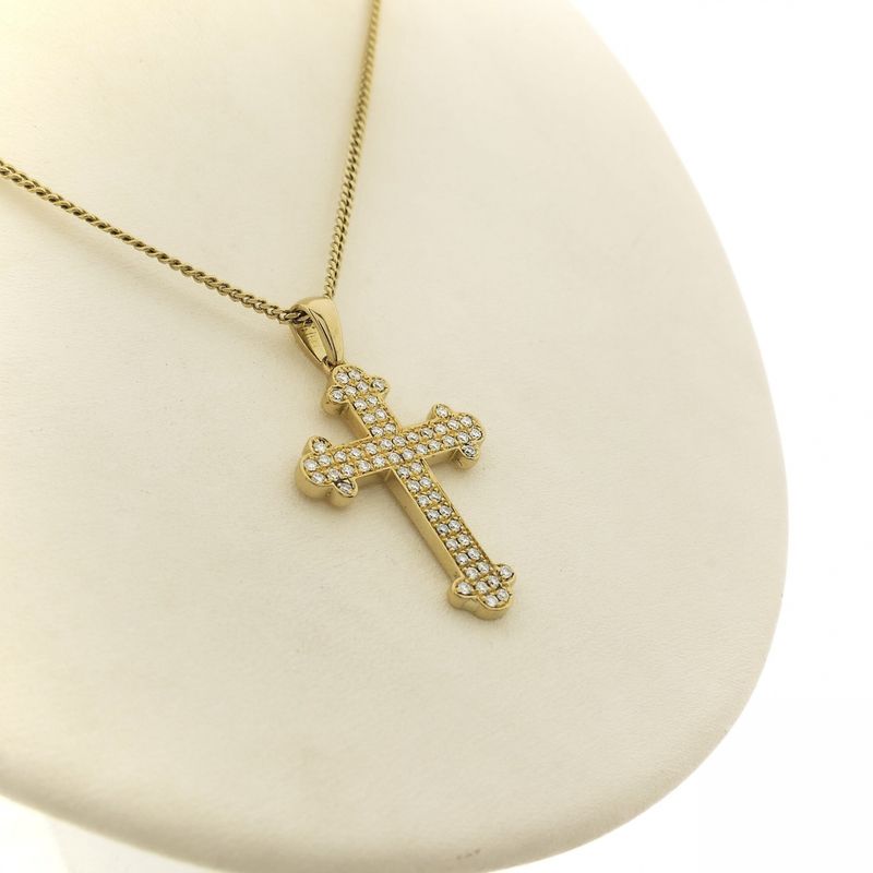 Image 8 of Gold pendant of a cross with diamond; 0.31 ct.