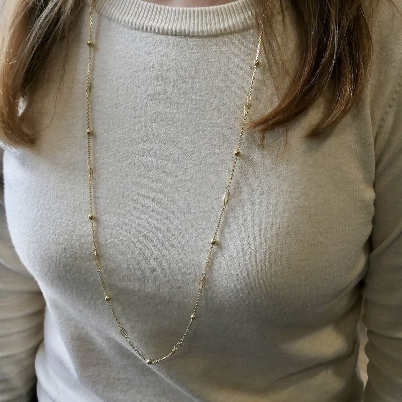 Image 8 of Gold long necklace with decorative details | 90 cm