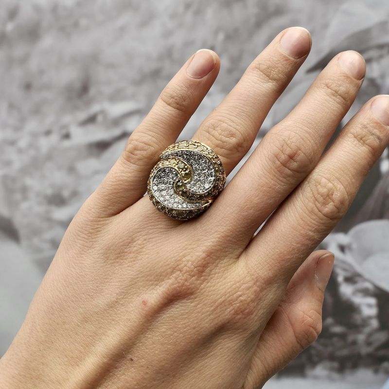 Image 13 of 18-karat gold cocktail ring with citrine and 1.28 ct. diamonds.