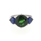 Image 3 of Silver ring with zirconia stones.