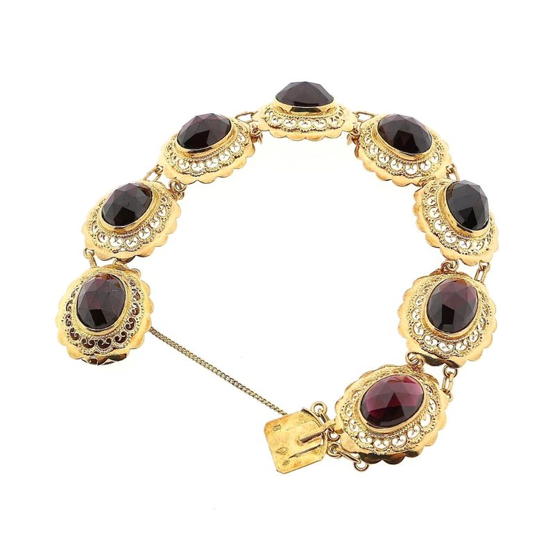 Image 8 of Antique Gold Boat Bracelet with Garnet | 18 cm